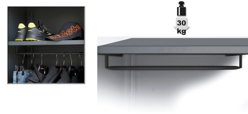 BETA - Ripiano interno per armadio C55A1/C55AT1 con barra appendiabiti, rip. armadi 1 anta c/barra RSC55 40x40.