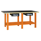 BETA - Banco lavoro piano legno orange w con piano di lavoro in legno.