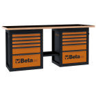 BETA - Banco da lavoro Endurance con 2 cassettiere da 6 cassetti, banchi Endurance 2 cs mt2 orange C59B-O.