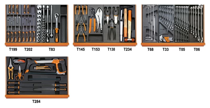 BETA - Assortimento di 104 utensili per impiego universale in termoformato rigido in ABS CONTENUTI 104 UT. UNIVERSALE VU/2T