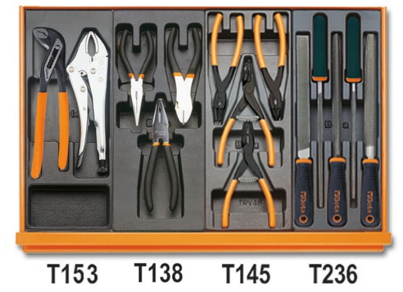 BETA - Assortimento di 98 utensili per manutenzioni industriali in termoformato rigido in ABS CONTENUTI 98 utensili C24S-C39 CCVI/1T.