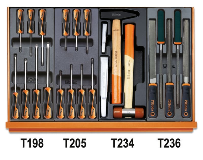 BETA - Assortimento di 146 utensili per impiego universale in termoformato rigido in ABS CONTENUTI 102 utensili automotive VG/3T.