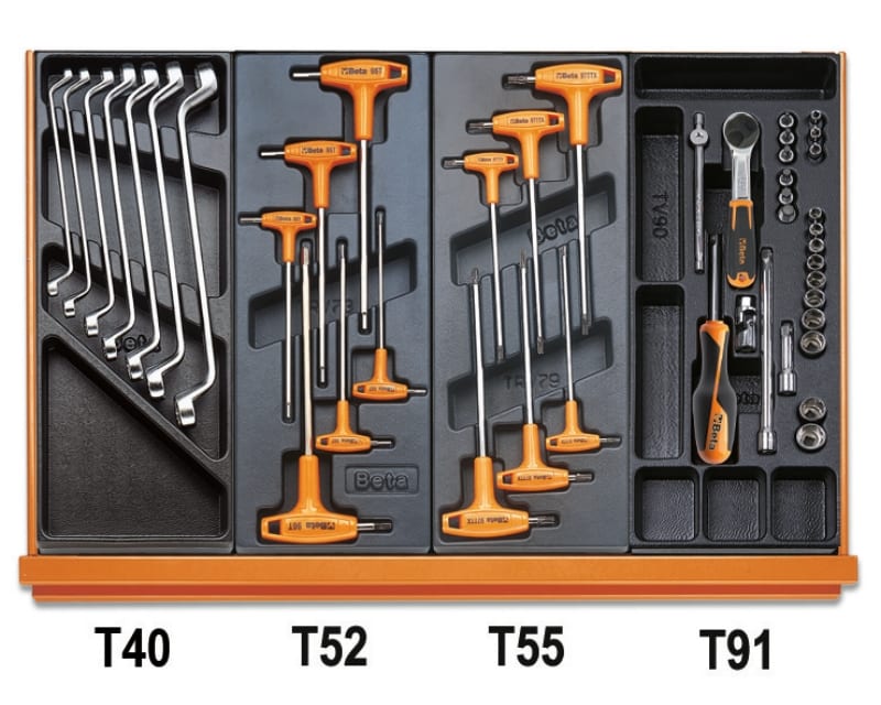 BETA - Assortimento di 161 utensili per impiego universale in termoformato rigido in ABS. CONTENUTI 161UT PER C28 CCVU/2T.