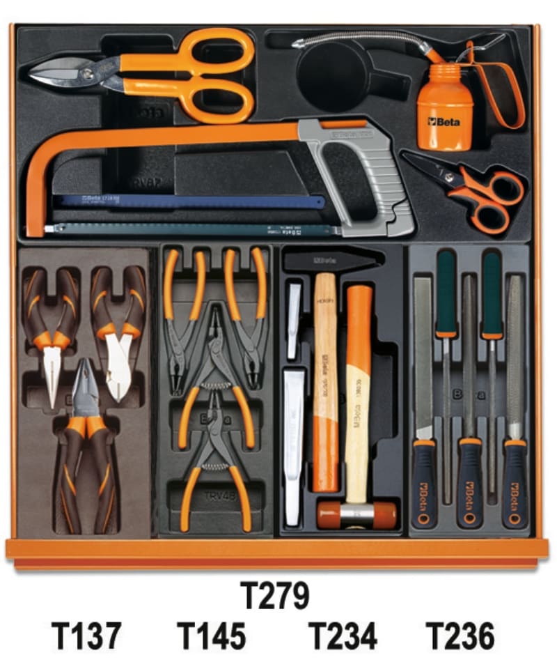 BETA - Assortimento di 261 utensili per manutenzioni industriali in termoformato rigido ABS CONTENUTI 261UT PER C30 CCVI/3T.