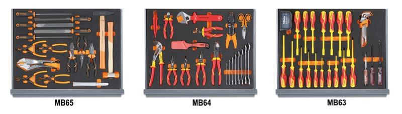 BETA - Assortimento di 96 utensili per elettrotecnica in vassoio morbido in EVA, contenuti 96 ut. elettrotecn. C35 ET/1MB.