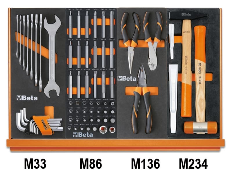 BETA - Assortimento di 215 utensili per impiego universale in vassoio morbido in EVA CONTENUTI 215UT UNIVERSALE U/7M.