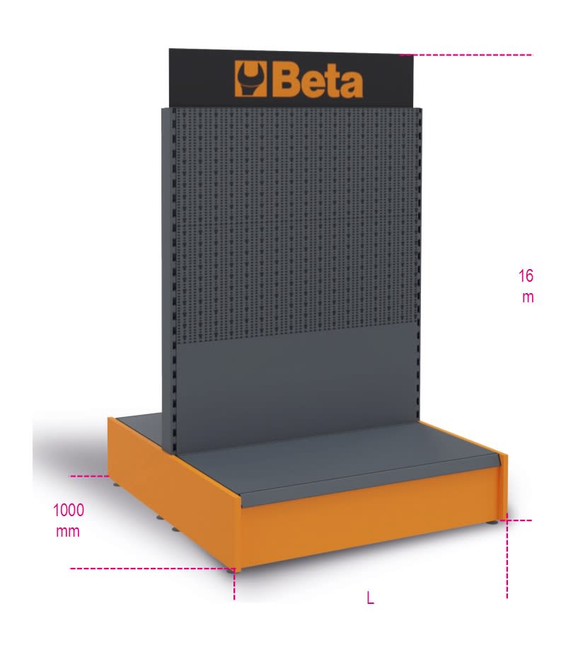 BETA - Gondola espositiva vuote abbigliamento e calzature 2mt c64 g/2.