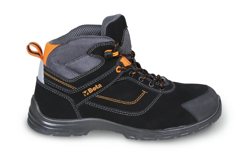 BETA - Scarpe alte in pelle flex S3 black nabuk idrorepellente con inserto antiabrasione nella zona del puntale e rapido sfilamento.