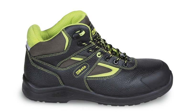 BETA - Scarpe alte in pelle idrorepellente con inserti in nylon, rinforzo antiabrasione nella zona del puntale e rapido sfilamento S3 nere PEK 42.