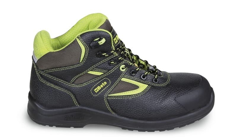 BETA - Scarpe alte in pelle idrorepellente con inserti in nylon, rinforzo antiabrasione nella zona del puntale e rapido sfilamento S3 nere PEK 42.