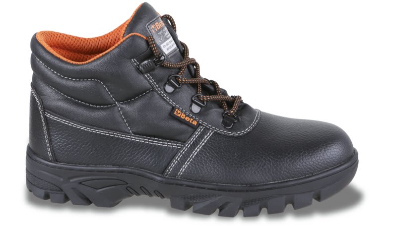 BETA - Scarpe alte in pelle nera idrorepellente con suola in gomma ad alta resistenza e rapido sfilamento S3 CR 44.