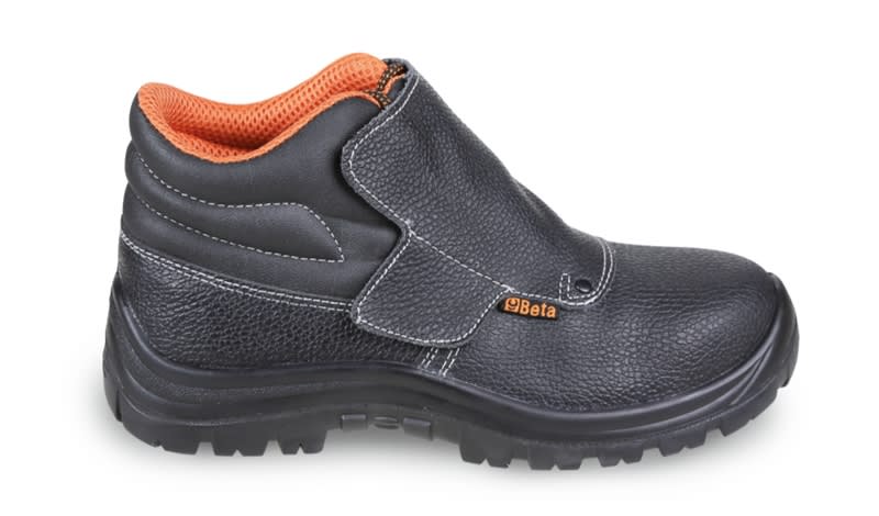 BETA - Scarpe alte in pelle idrorepellente con rapido sfilamento, patella di protezione frontale e chiusura a strappo, base protettiva.