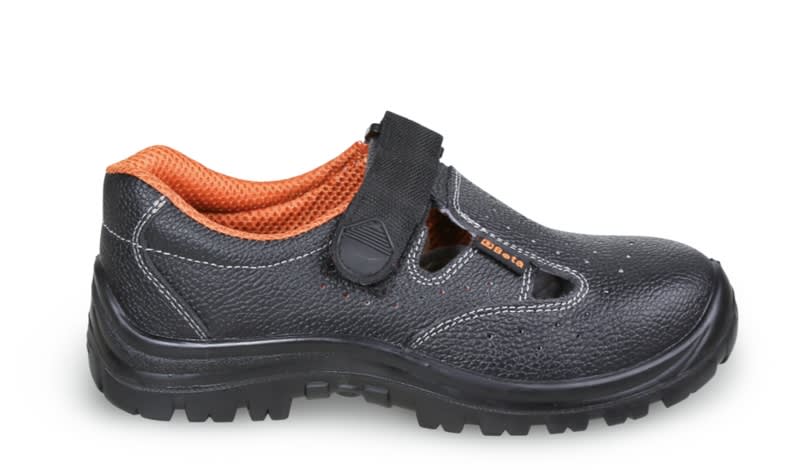BETA - Sandali in pelle traforata, sandali pelle nera c/lam bk 35, eleganti e comodi per ogni occasione.
