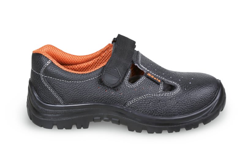 BETA - Sandali in pelle traforata nera con lamina nera bk 47.