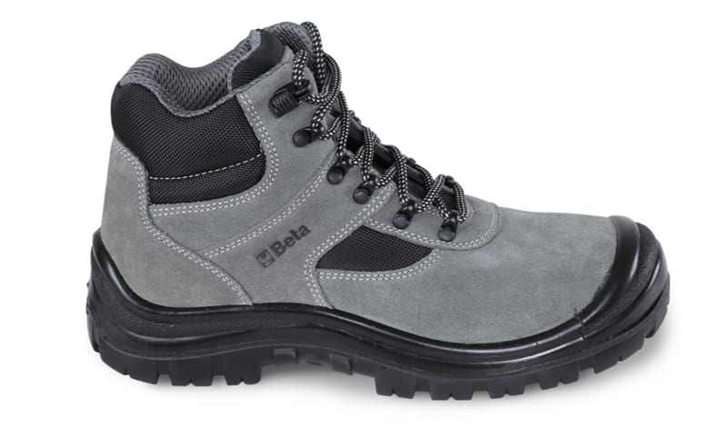 BETA - Scarpe alte in pelle scamosciata con inserti in nylon, rapido sfilamento e copripuntale di rinforzo in poliuretano BASIC SCAMOSC. ALTE COMPOSIT S1P GREY 36.