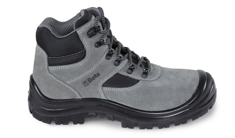 BETA - Scarpe alte in pelle scamosciata con inserti in nylon, rapido sfilamento e copripuntale di rinforzo in poliuretano BASIC SCAMOSC. ALTE COMPOSIT S1P GREY 44.
