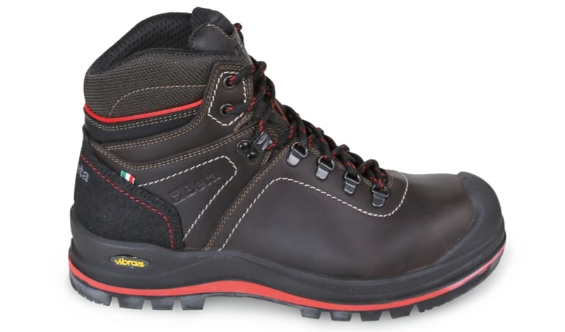BETA - Scarpe alte in pelle idrorepellenti con battistrada gomma VIBRAM® TREKKING HERITAGE MID S3 BROWN HM44. 072940644