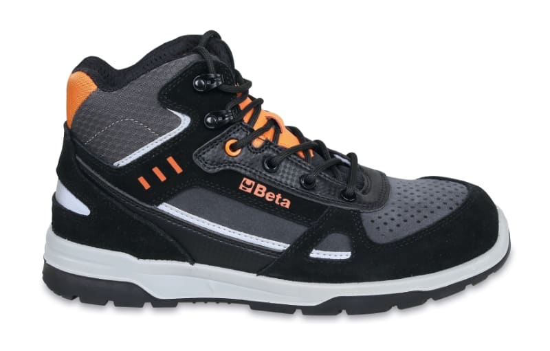 BETA - Scarpe alte in pelle scamosciata e microfibra idrorepellenti con inserti in carbon, sneakers active mid pelle/mesh(S3) AN 37.
