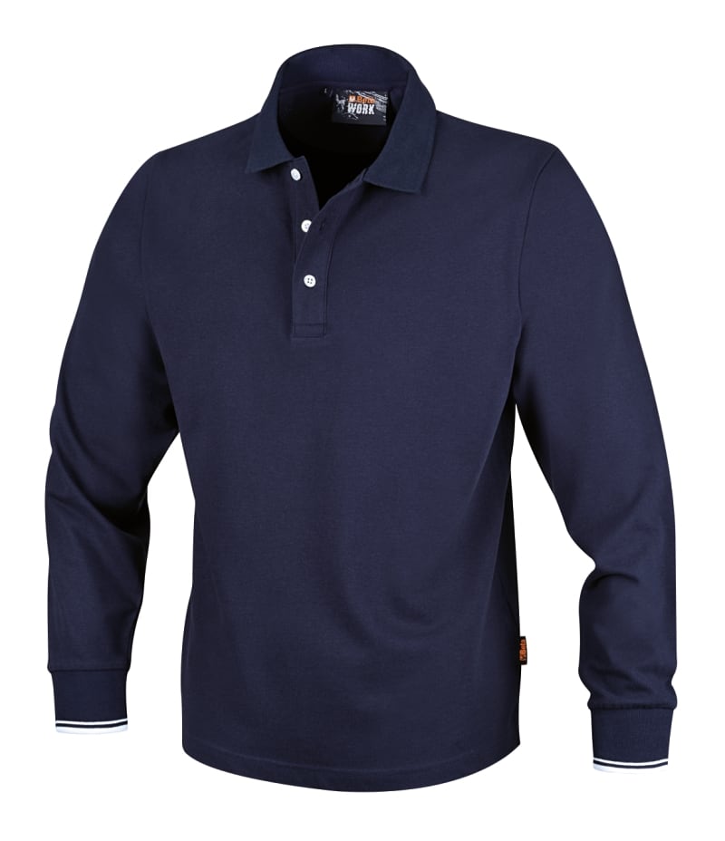 BETA - Polo a maniche lunghe, 3 bottoni in 100% cotone 200 g, blu, cot-pique blue tg. XL.