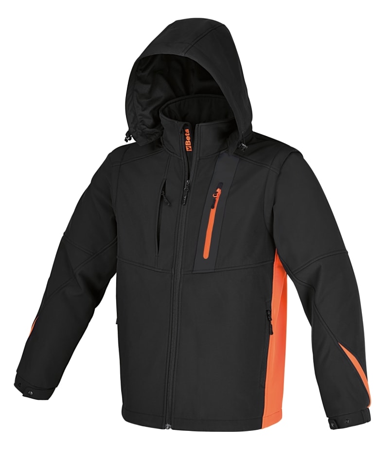 BETA - Giacca softshell con cappuccio e maniche staccabili, cap black TG.XXXL.