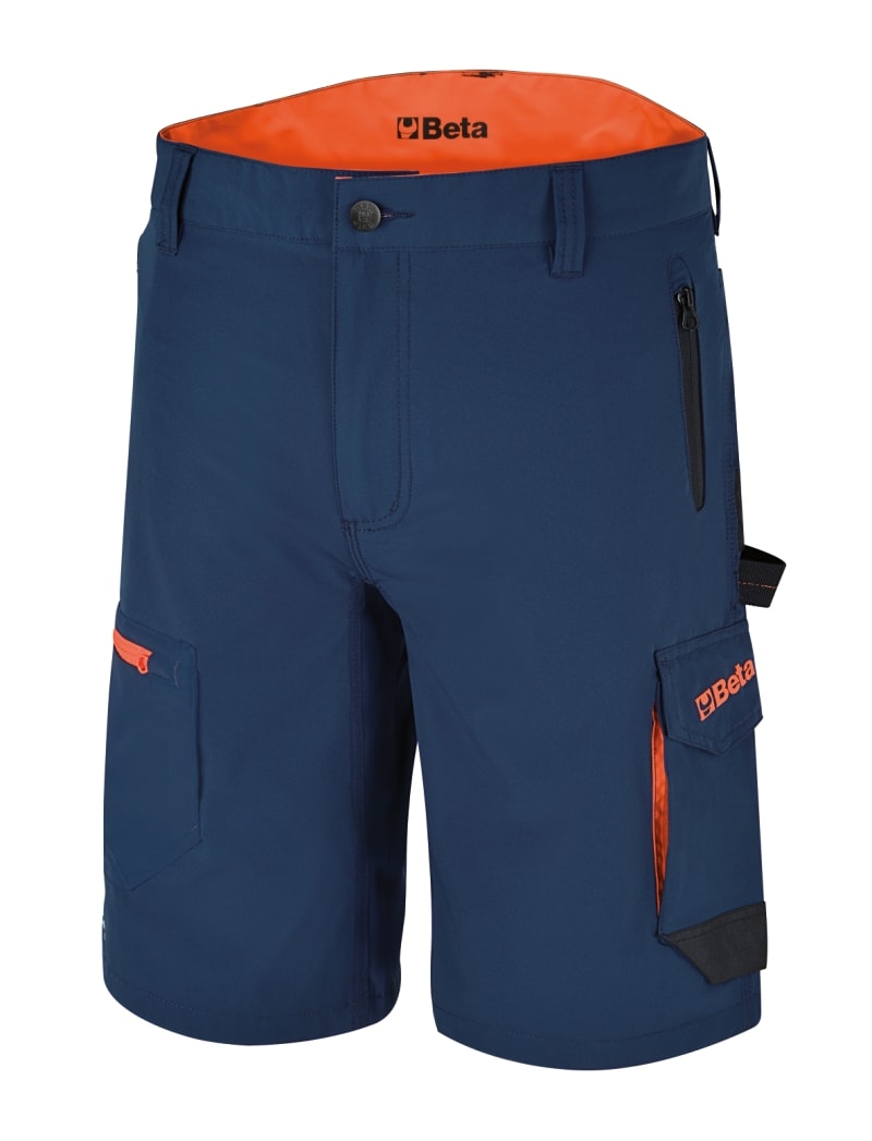 BETA - Bermuda leggeri da lavoro multitasche elasticizzati Slim fit 140gr nylon Ocean-Blue TG XL.