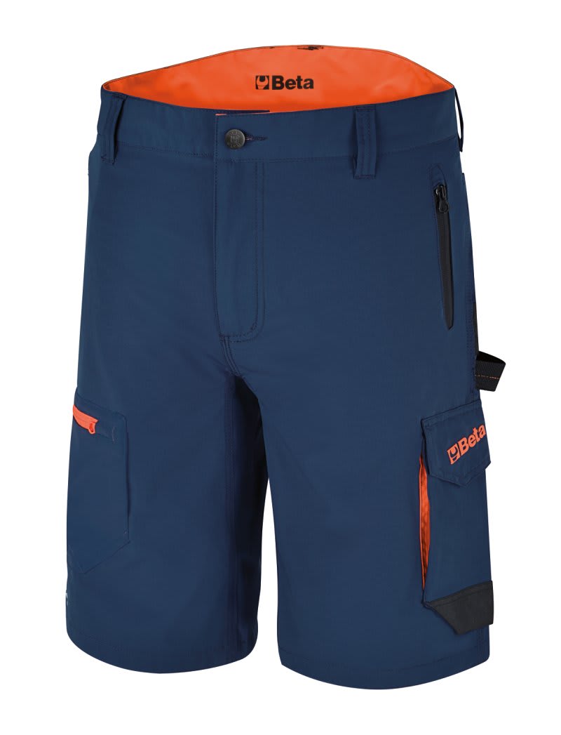 BETA - Bermuda leggeri da lavoro, multitasche elasticizzati slim fit, 140gr nylon ocean-blue tg. XXL