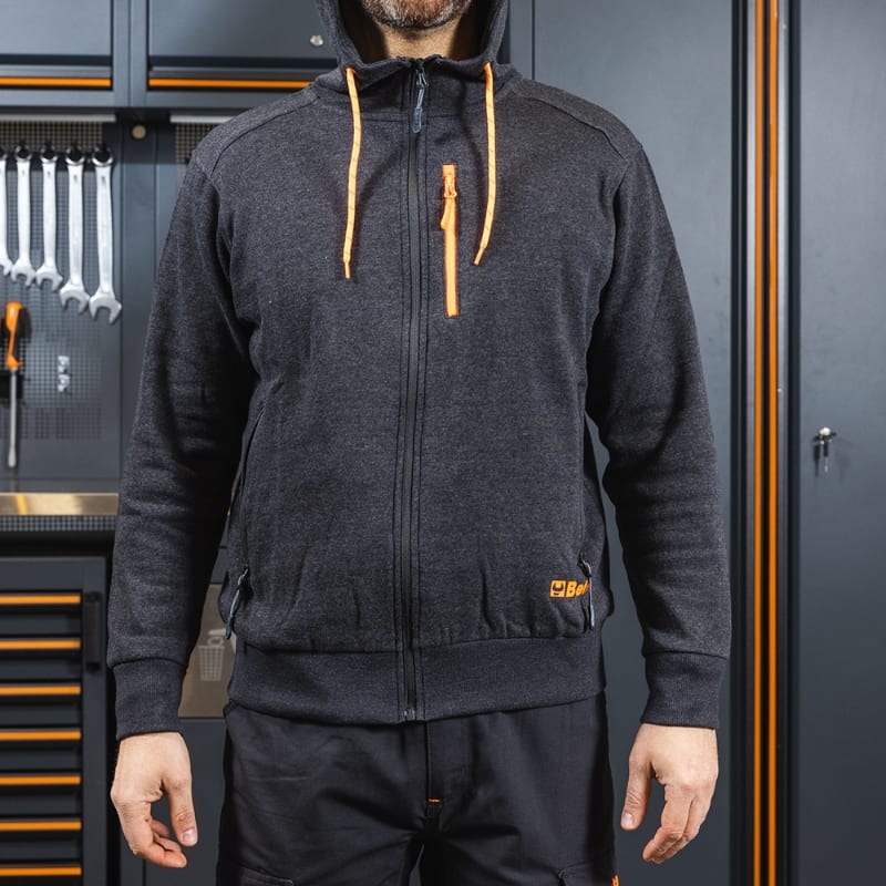 BETA - Felpa zip lunga con cappuccio grey taglia XS.