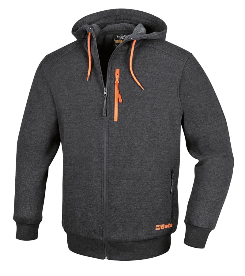 BETA - Felpa zip lunga con cappuccio, felpe zip lunga c/cappuccio grey tg. L.