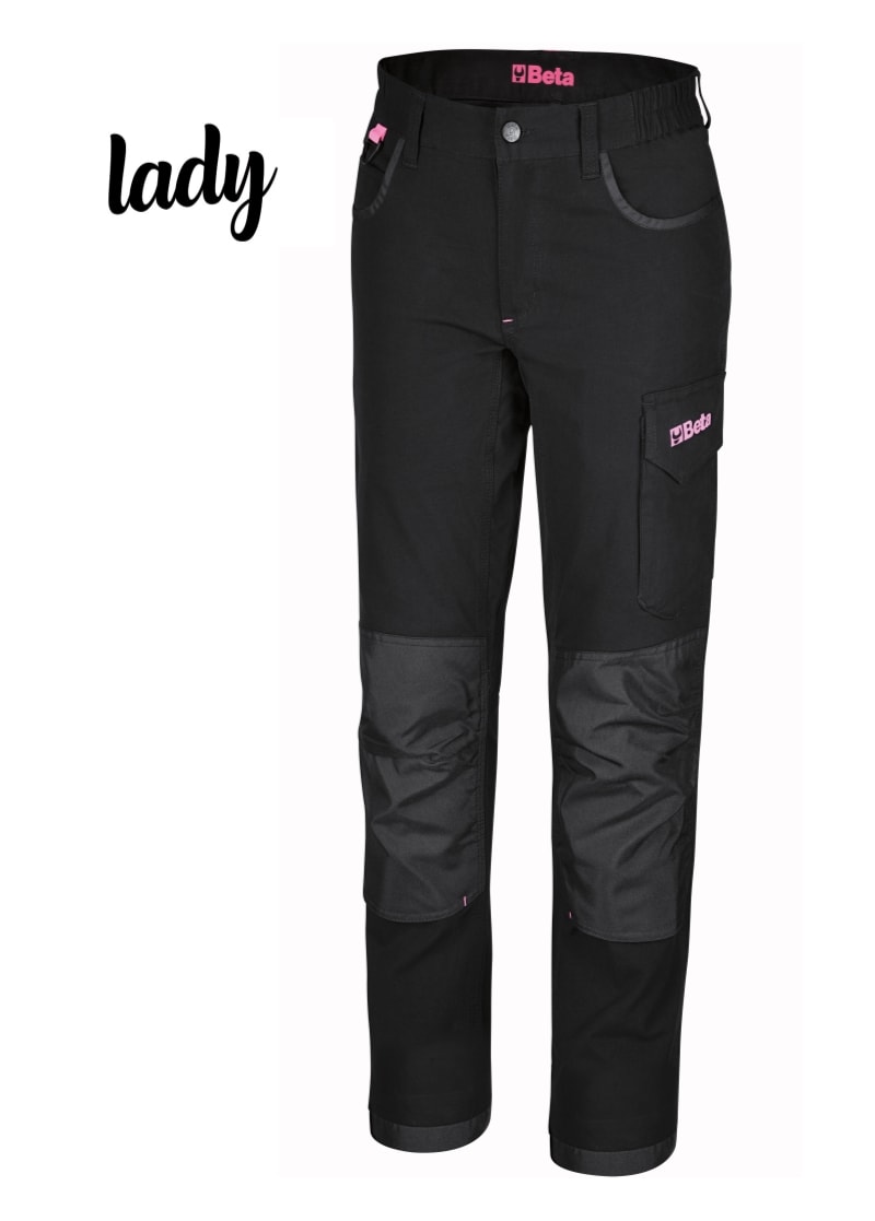 BETA - Pantaloni da lavoro da donna multitasche in 100% cotone elasticizzato, 220g, Lady Cotton Black TG.XXL.