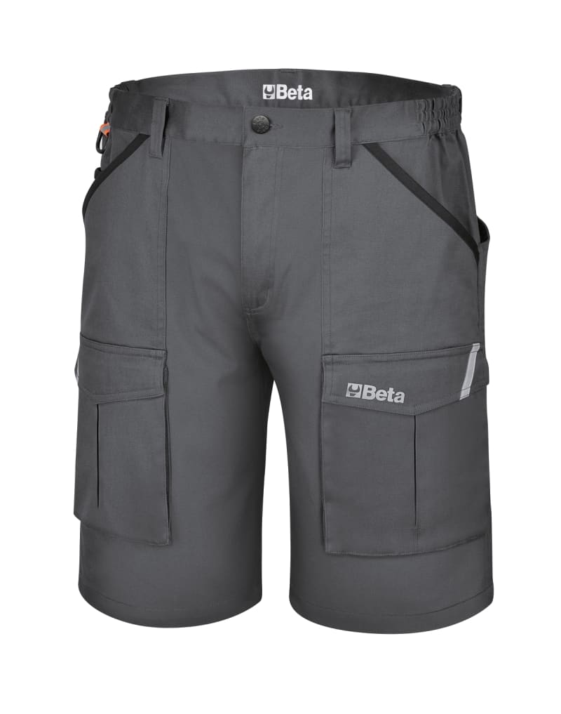 BETA - Bermuda da lavoro in 100% cotone elasticizzato grigio, comodi e resistenti. Bermuda work cotton medium grey tg.s.