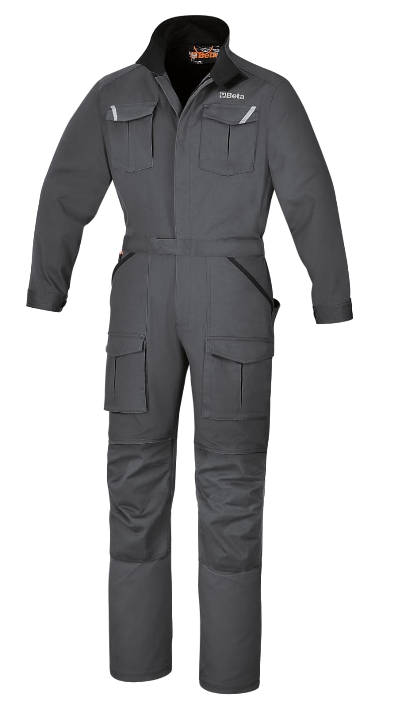 BETA - Tuta da lavoro in 100% cotone elasticizzato grigio, comoda e resistente. Tuta work cotton medium grey tg.xl.