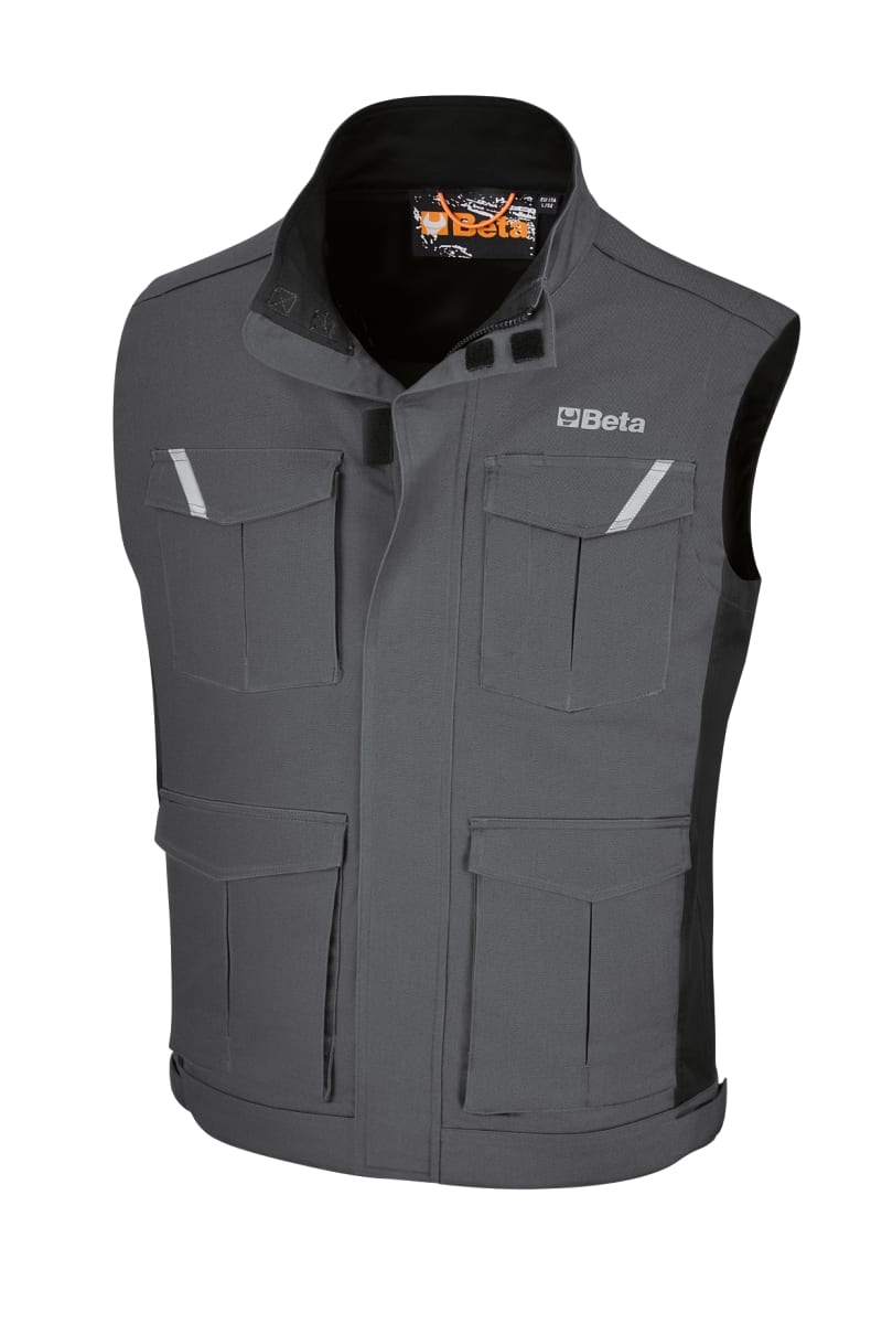 BETA - Gilet da lavoro grigio in 100% cotone, comodo e resistente TG.S.