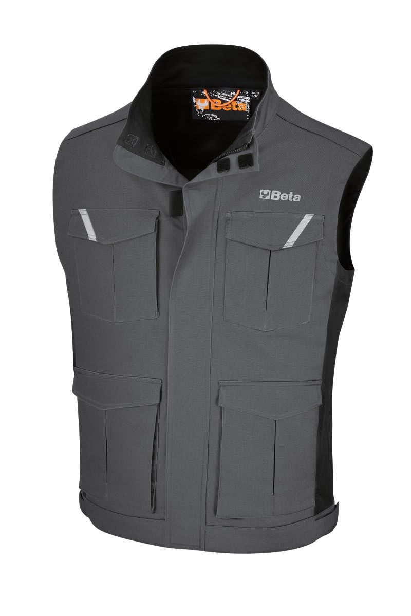 BETA - Gilet da lavoro grigio in 100% cotone, comodo e resistente. Gilet work cotton medium grey tg.xl.