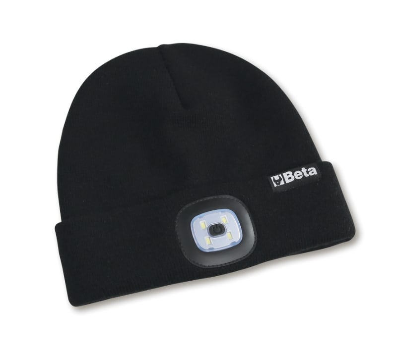 BETA - Berretto invernale con luce LED ricaricabile lana black taglia unica. 079800200