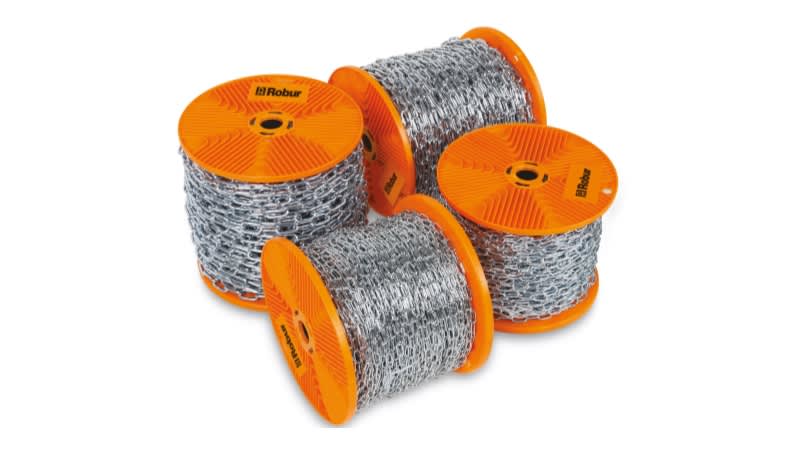 BETA - Catene tipo genovese per collegamenti statici, zincate, diametro 4,5 mm, bobine da 40 metri.