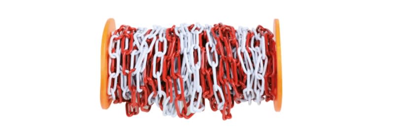 BETA - Catena di delimitazione in metallo zincata e verniciata bianca e rossa D 5,0 WHITE-RED BOBINE 30 MT. 081290050