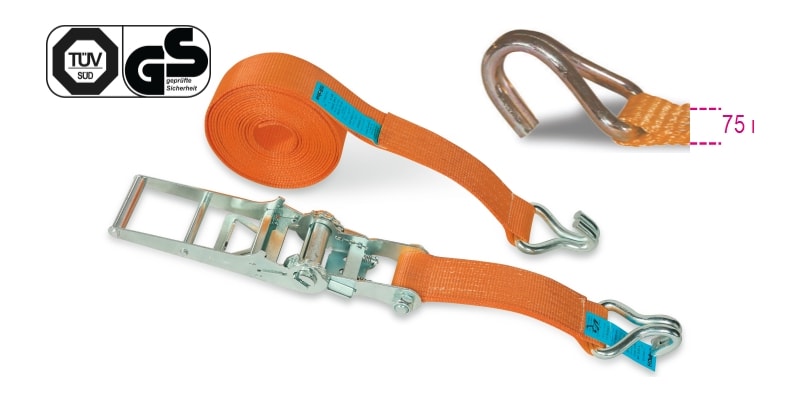 BETA - Sistemi di ancoraggio a cricchetto LC 5000kg nastro in poliestere ad alta tenacita ganci a uncino CRICCHETTI 75 GANCI UNCINO 5000KG-MT8,5.