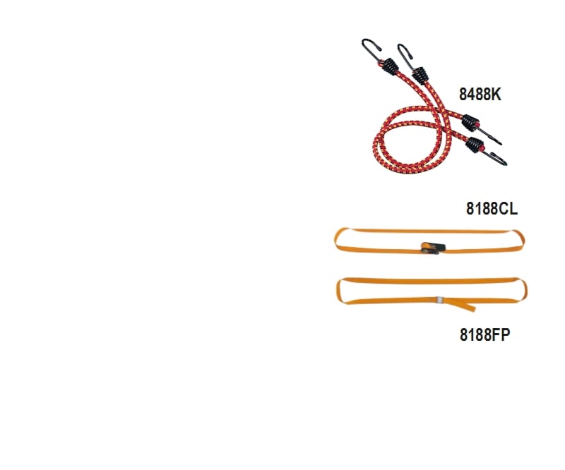 BETA - Kit sistemi di legatura con 8 accessori: 2 fibbie, 2 cricchetti e 4 elastici.