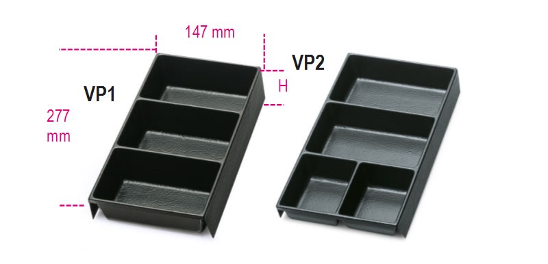 BETA - Termoformati rigidi in ABS portaminuterie per cassettiere RSC22, RSC23, RSC23C e vaschette 140x250x50 VP1.