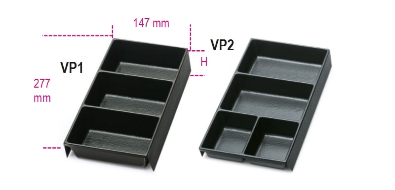 BETA - Termoformati rigidi in ABS portaminuterie per cassettiere RSC22, RSC23, RSC23C e vaschette 140x250x50 VP1.