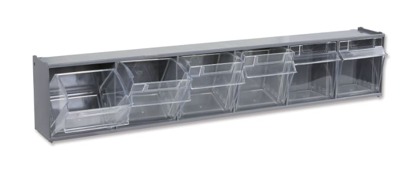BETA - Portaminuterie a 6 vaschette in materiale plastico con supporto, portaminuterie 6 cassetti con supporto.