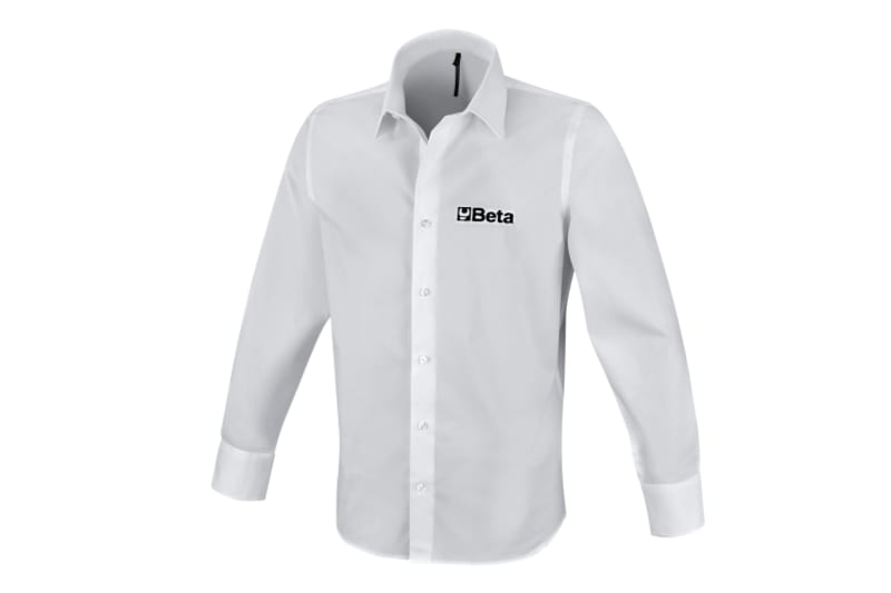 BETA - Camicia uomo elasticizzata a manica lunga bianca.