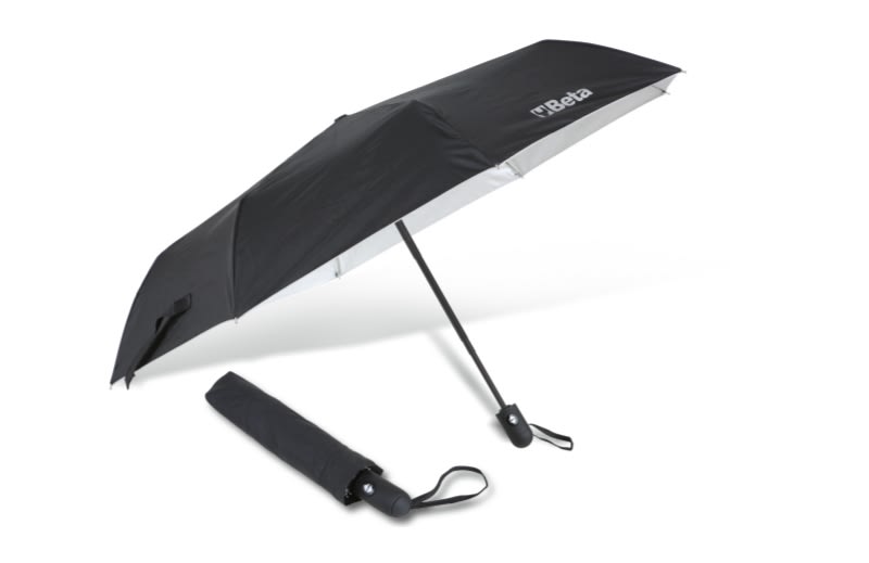 BETA - Ombrello in nylon T210 con fusto in alluminio, nero, 3 sezioni, automatico da borsetta.