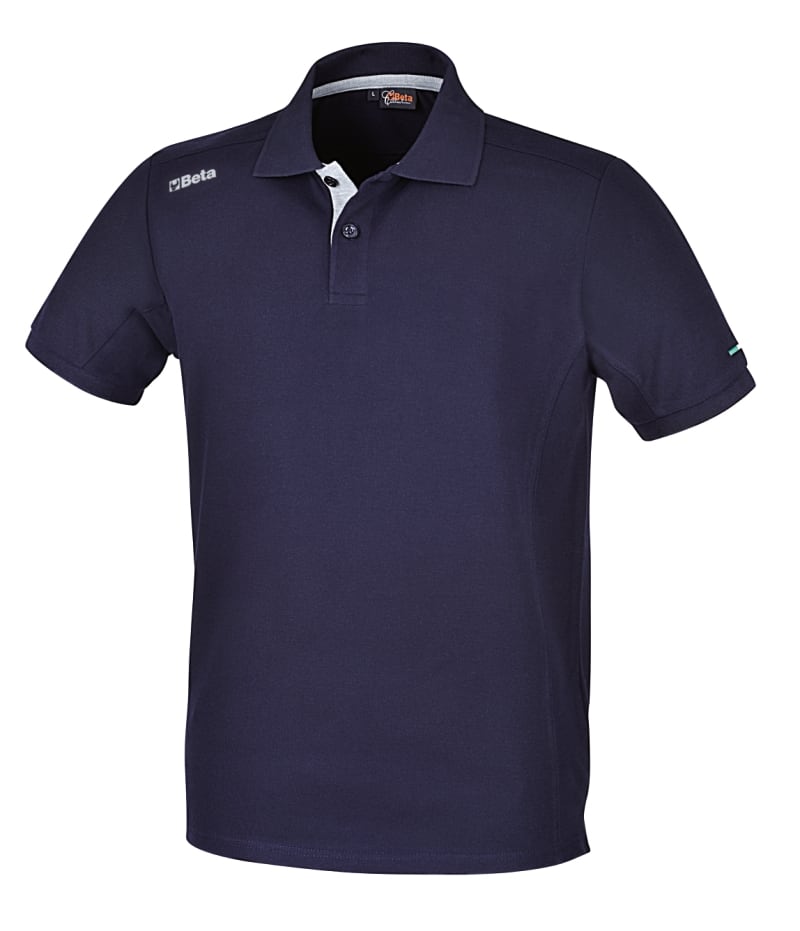 BETA - Polo 2 bottoni in cotone jersey 200 g blu/grigie tg. M
