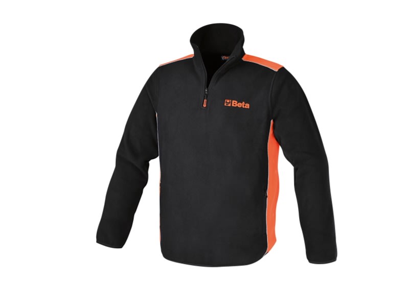 BETA - Pile 100% poliestere, pile neri-arancio con zip top line taglia XL.