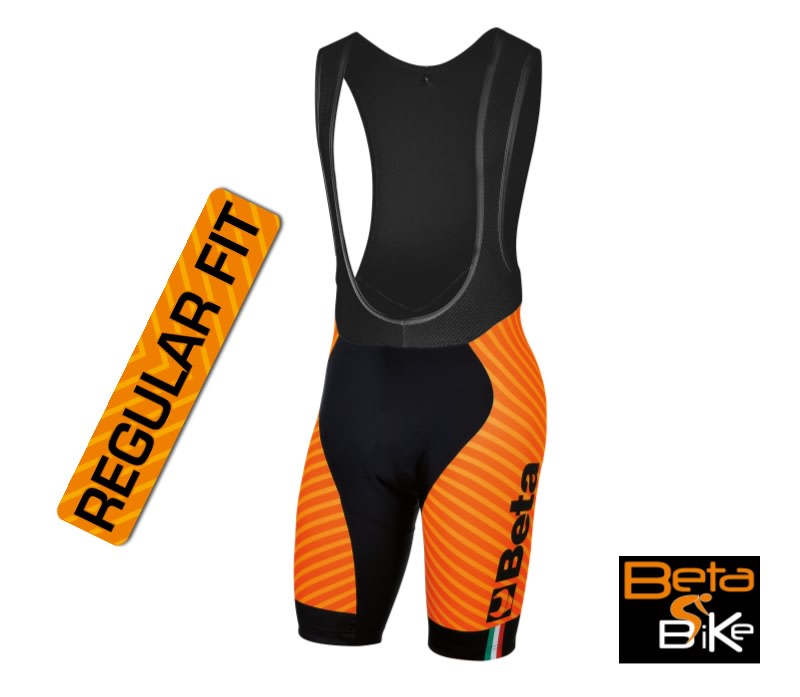 BETA - Salopette in lycra, elastico siliconato fondo gamba, fondello antibatterico ad alta traspirabilità REGULAR SIZE ORANGE.