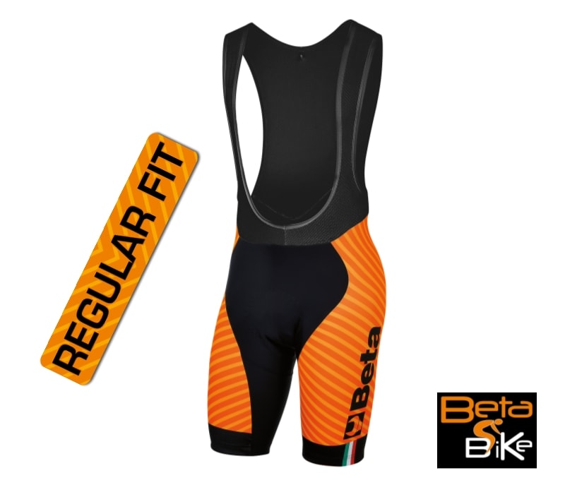 BETA - Salopette in lycra, elastico siliconato fondo gamba, fondello antibatterico ad alta traspirabilità, salopett.bike regular size orange c/xxxl.