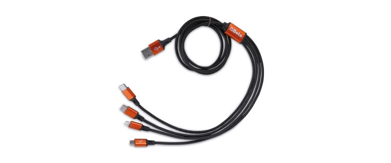 BETA - Multicavo di ricarica 4 in 1 in nylon intrecciato con carica rapida USB.