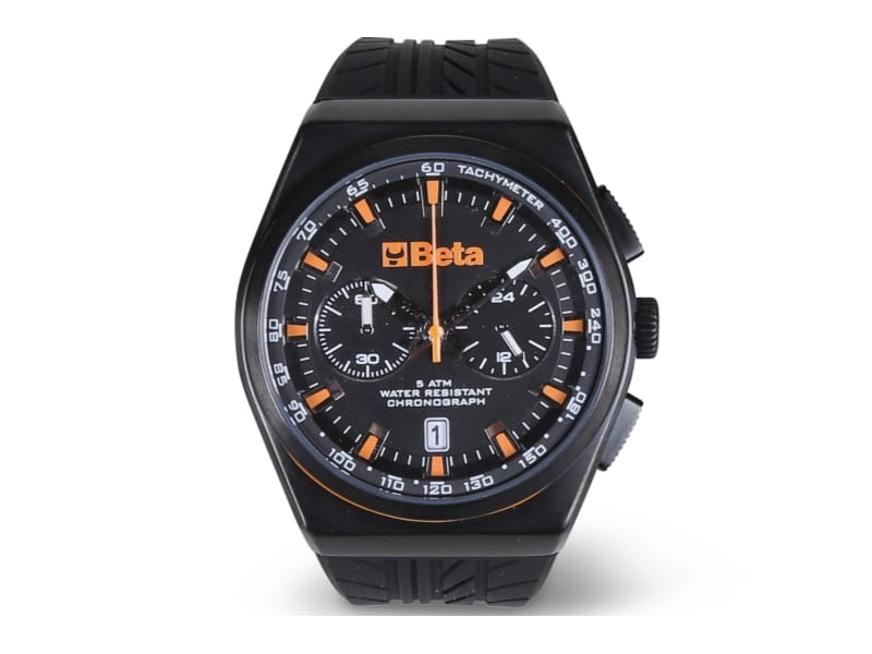 BETA - Cronografo, cassa in acciaio, water resistant 5ATM, cinturino in silicone, orologi crono analogici a.