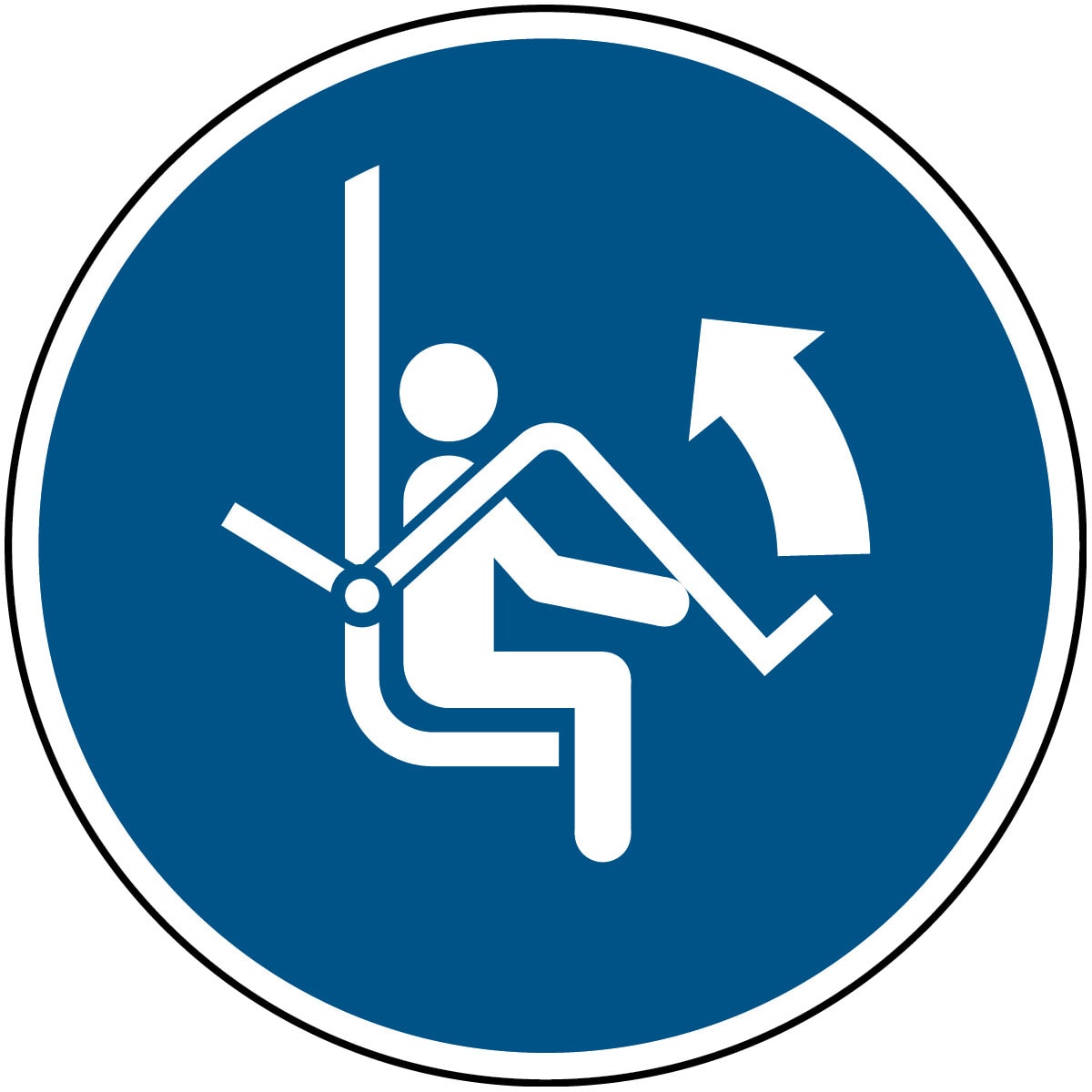 BRADY - M034 NT ALU DIA150 1 B 1 SEGNALE Aprire la sbarra di sicurezza della seggioia ISO 7010.